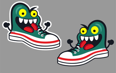 Shoes Shop Logo Template Design cartoon icon design template modern vector, art abstract shoes sneaker logo design vector, Shoes Store