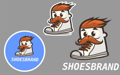 Shoes Shop Logo Template Design cartoon icon design template modern vector, art abstract shoes sneaker logo design vector, Shoes Store