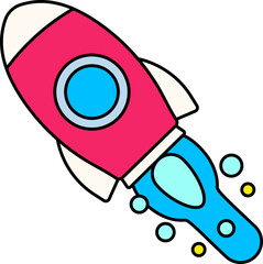 Rocket  Startup launcher sign ship project business finance Colored Outline