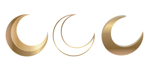Fototapeta na wymiar golden moon luxury set design for arabic islamic calligraphy of ramadan kareen