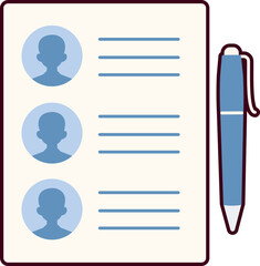 Contact lists note client mail message organization business Flat with Black Sticker