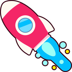 Rocket  Startup launcher sign ship project business finance Flat with Black Sticker