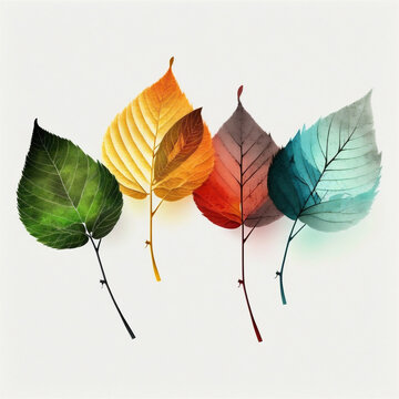 4 feuilles des quatre couleurs des saisons