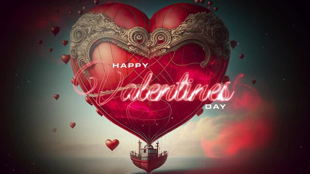 Valentine's Day Motion Typography with Heart Balloon