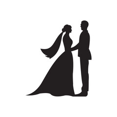 wedding couple silhouette vector template design