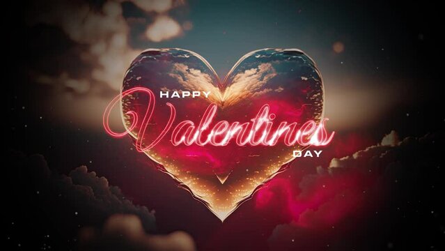 Valentine's Day Motion Typography with Heart in the sky