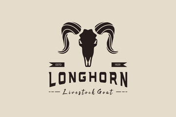 Vintage goat longhorn symbol logo design