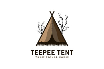 Vintage style traditional teepee tent logo design © SlametWahono