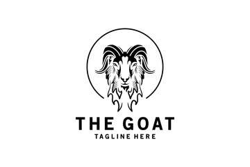 Goat head logo design, rural goat farm symbol vector illustration