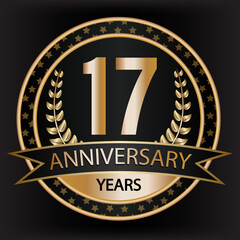 Gradient vector 17 year anniversary and anniversary