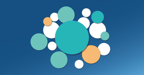 Kreise in Blau, Weiß und Orange für Text