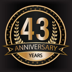 Fototapeta premium Gradient vector 43 year anniversary and anniversary