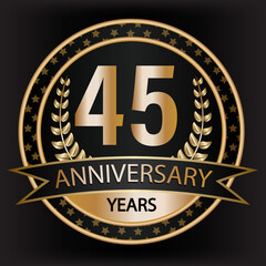 Fototapeta premium Gradient vector 45 year anniversary and anniversary
