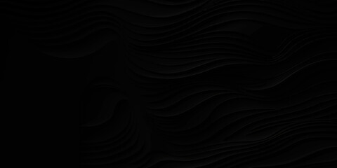 Black wave abstract business tech background. Abstract black wave background. Dark organic smooth line. Abstract black wave paper cut design. Background for banners, posters, flyers, book covers 