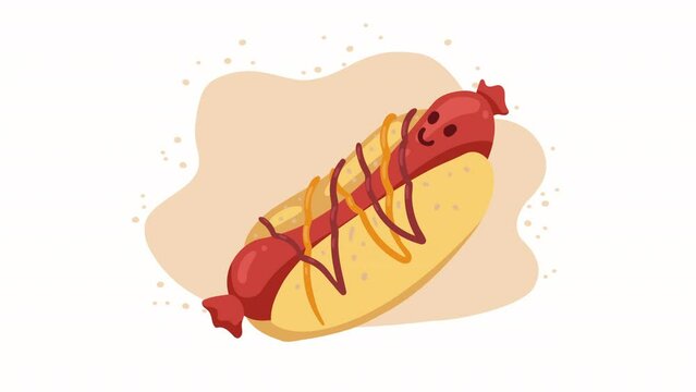 hot dog kawaii character animation