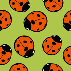 Naklejka premium Seamless pattern with cute ladybugs. Vector illustration.