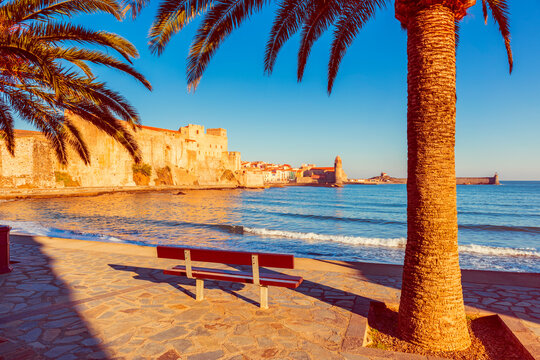 View on Collioure, a coastal village in the southwest of France, near the city of Perpignan and close to the border with Spain