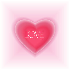 Vector Happy Valentine's Day greeting card in gradient colors with hearts. Modern y2k aesthetic printable quirky love typography design. Soft red pink feminine feel. Aura heart print