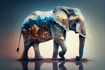 Beautiful abstract surreal elephant background
