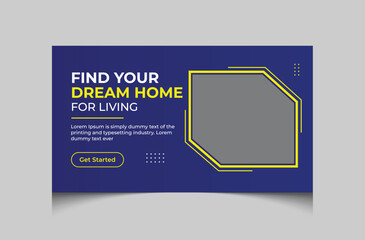 Modern real estate video thumbnail or web banner template design