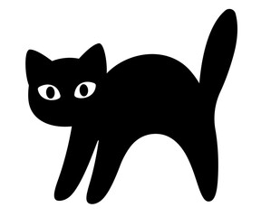 Cartoon black cat silhouette set