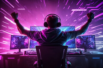 PROFESSIONAL GAMER REJOICING AFTER WINNING