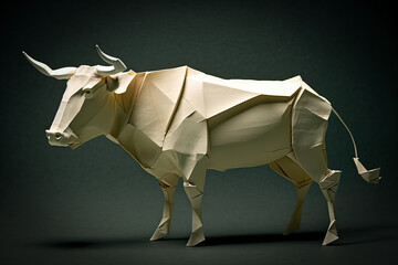 Obraz premium close-up of origami of a bull, ai generated