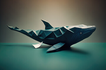 close-up of origami of a whale, ai generated