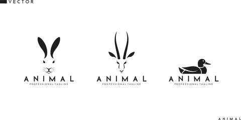 Wild animal. Abstract antelope rabbit and duck - obrazy, fototapety, plakaty