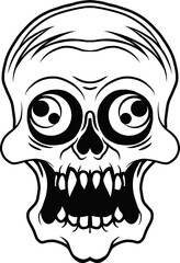 outline crazy skull