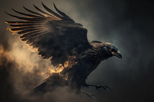 flaming black bird