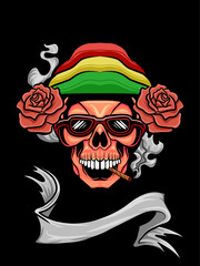 skull rose vector