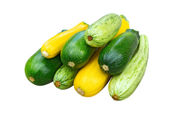 Zucchini or courgettes  on white