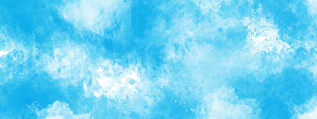 Light blue watercolor background with vintage texture design. Abstract blue watercolor background handprint colorful gradient ink. Blue sky background with clouds.