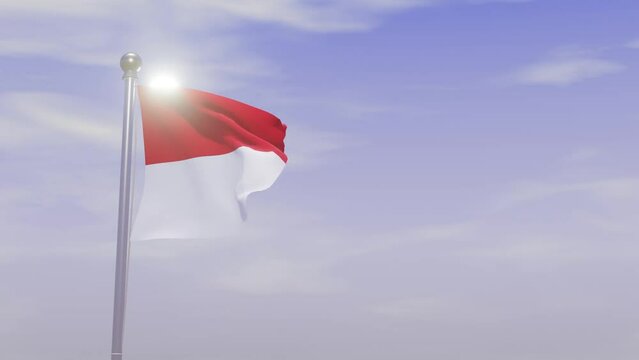 Animation National Flag with Sky and Wind  -Monaco