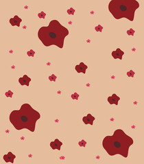  Simple pattern with big and small flowers on light brown background template