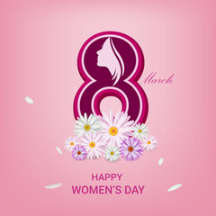 happy international women's day, vector flyer and social media post 