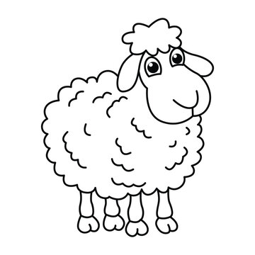 Funny sheep cartoon vector coloring page