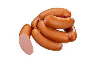 Boiled sausages, isolated on white background. Wiener