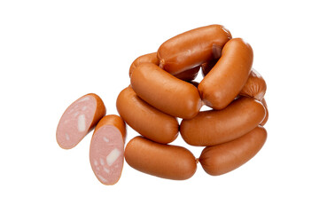 Boiled sausages, isolated on white background. Wiener