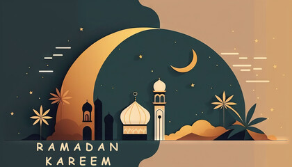 Ramadan's celebration background with text Ramadan Kareem generative ai