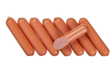 Boiled sausages on a white background. sausages isolated,