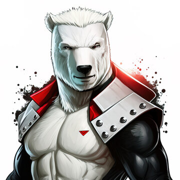 Polar Bear Super Hero Portrait - Generative AI