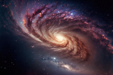 Milky Way galaxy in close up with stars and cosmic dust. Generative AI