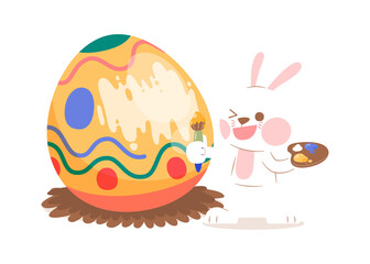 Rabbit Painting Easter Egg, Illustration, Transparent