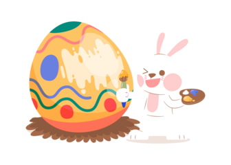 Rabbit Painting Easter Egg, Illustration, Transparent