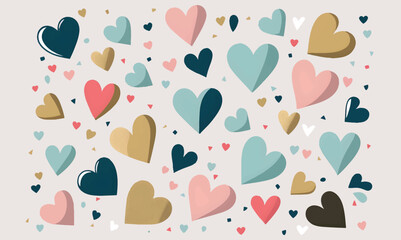 seamless pattern of cute hearts in different colors, textile industry