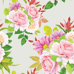 Greenery watercolor floral seamless pattern design