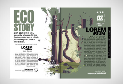 Printing ecology magazine, brochure layout easy to editable