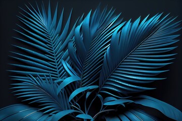 Dark blue leaves background, nature backdrop, generative ai 
